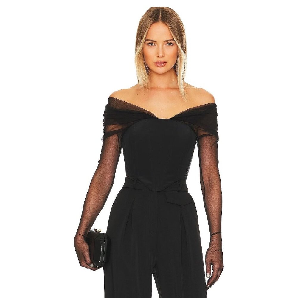 MANURI Gigi Corset Gloves Top in Black Medium New Womens Bustier Blouse